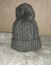 Зимняя шапка Arctic с помпоном, флисовая подкладка - р.54-58. Унисекс