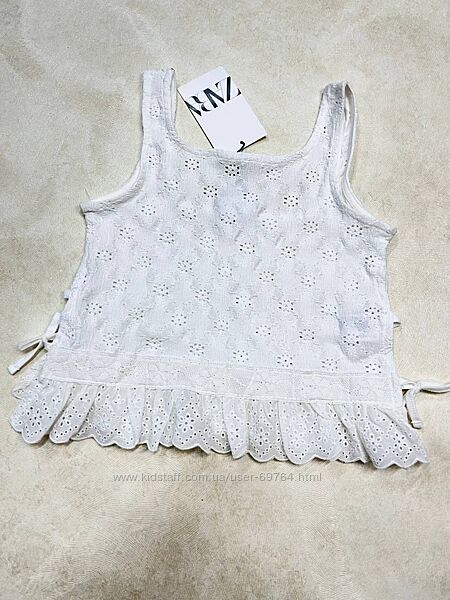 Красивая кружевная блуза - топ Zara, 100 coton  Р. 122-134