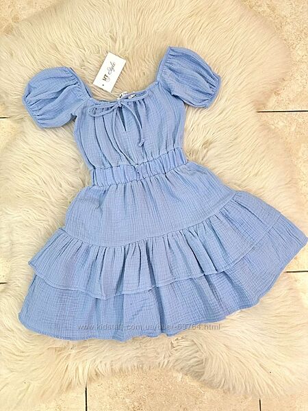 Стильное платье из муслина для девочки р.128-158