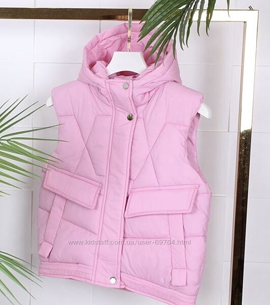 Детская жилетка для девочки с капюшоном, фабричный Китай, р.116-152