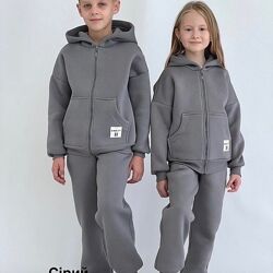 Теплый спортивный костюм на флисе для мальчиков и девочек 