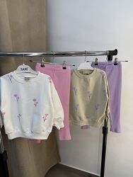Красивый комплект для девочки, кофта и лосины, Турция