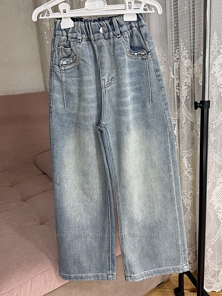 Джинсы палаццо для девочки, фабричный Китай, р.122-158
