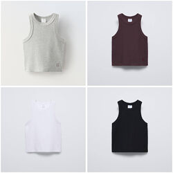 Базовая майка топ в рубчик для девочки Zara, оригинал