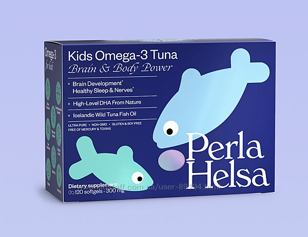 Дитяча Омега-3 з тунця із DHA-формулою. Perla Helsa. 120 шт. капсул