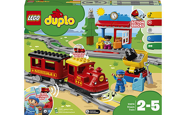 LEGO DUPLO Town Потяг на паровій тязі 59 деталей 10874