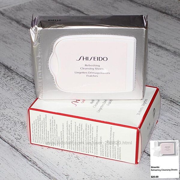 Shiseido refreshing cleansing sheets серветки для зняття макіяжу 