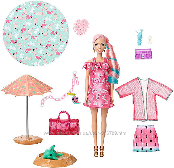 Barbie Color Reveal Барби сюрприз аромат арбуза GTN19 Foam Sunny Watermelo