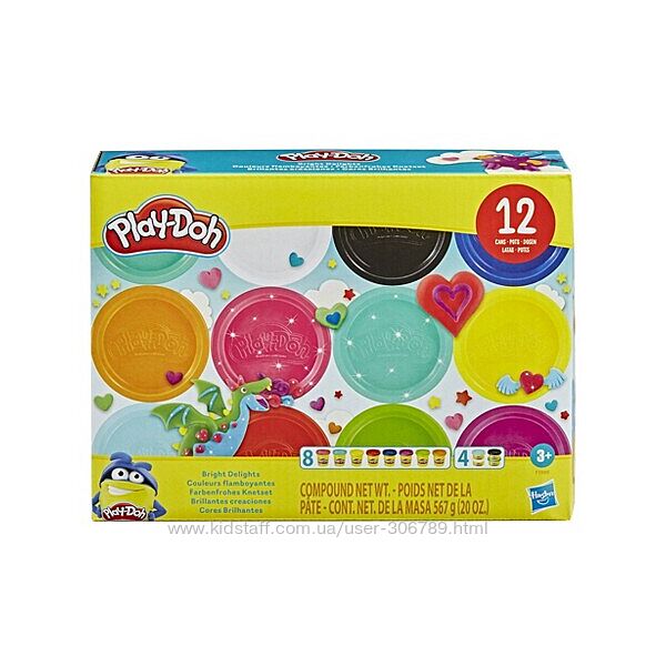 Play-Doh набор пластилина Яркие наслаждения F1989 Bright Delights 12 шт 567