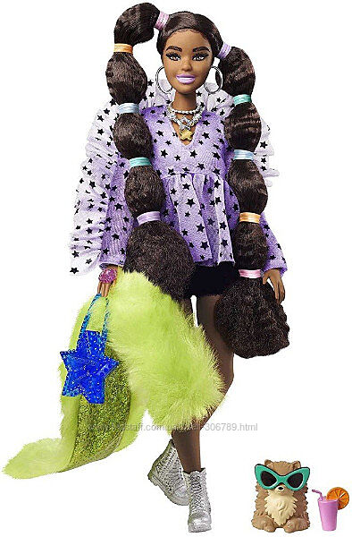 Barbie Extra 7 Барби Экстра Модница с пушистой накидкой и длинными косичкам