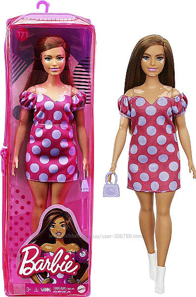 Barbie Барби модница 171 GRB62 Fashionistas Doll Polka Dot Dress