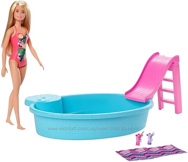 Barbie Pool набор кукла барби с бассейном GHL91 doll playset