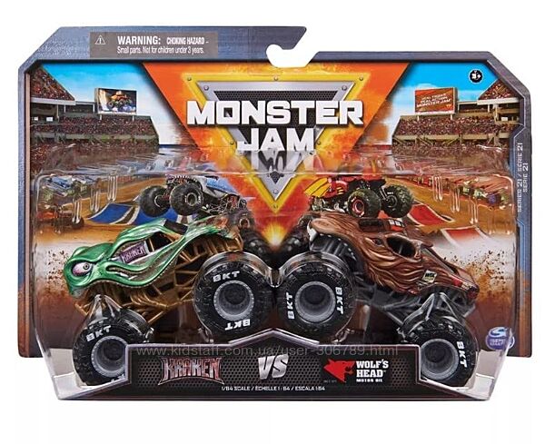 Monster Jam Official 164 Kraken vs Wolfs Head набор машинок Charge Scale D