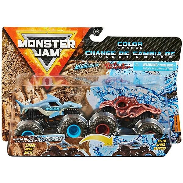 Monster Jam Trucks 164 акула Megalodon vs Octon8er набор машинок меняющие 