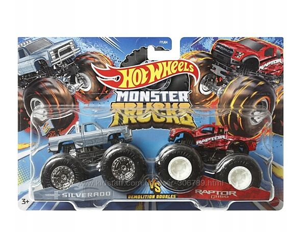 Hot Wheels Monster jam trucks Набор внедорожников 164 Silverado vs Raptor 