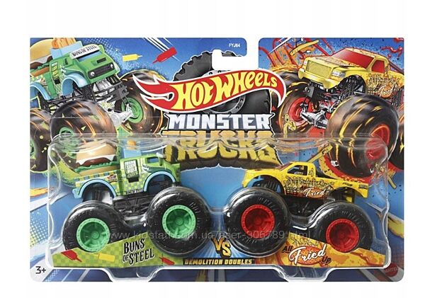 Hot Wheels Monster jam trucks Buns Steel vs All Fried Up Набор внедорожнико