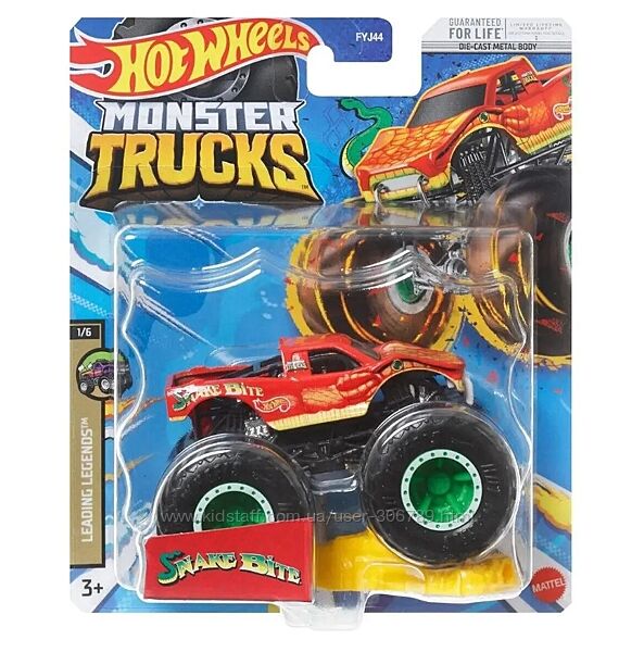 Hot Wheels Monster Jam Trucks Snake Bite Внедорожник джип 164 Scale FYJ44