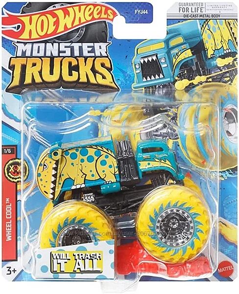 Hot Wheels Monster Jam Trucks мусоровоз дино will trash it all Внедорожник 
