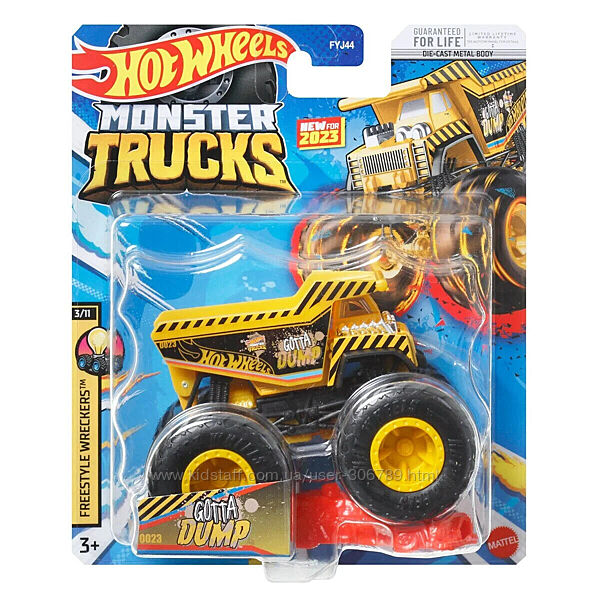 Hot Wheels Monster Trucks Gotta Dump jam Внедорожник джип 1 к 64 Scale FYJ4