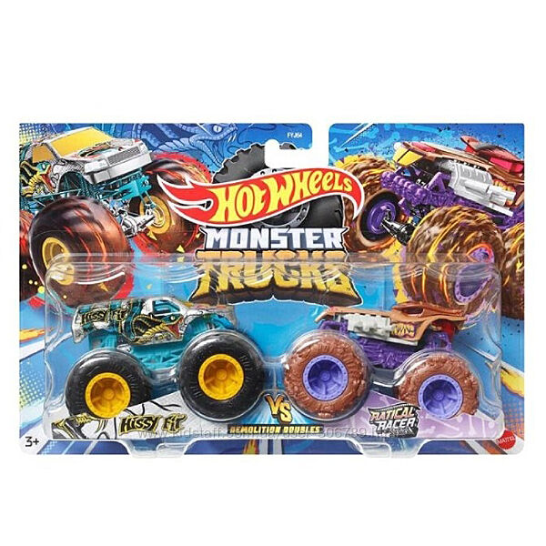 Hot Wheels Monster trucks Hissy Fit Vs Ratical Racer набор внедорожников 1