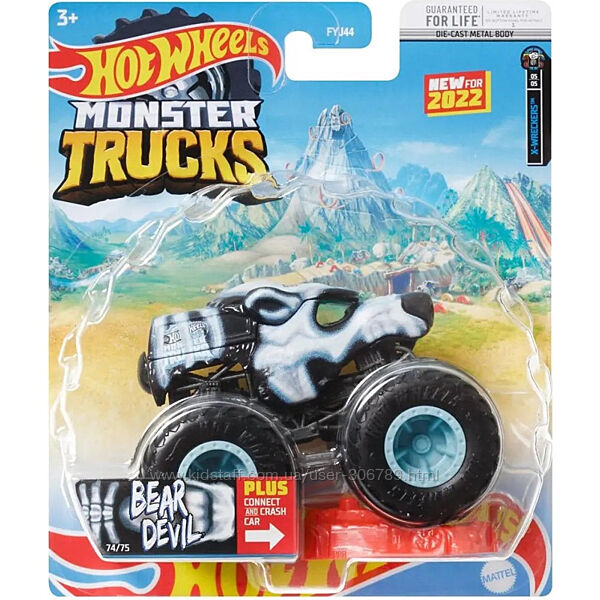 Hot Wheels Monster Jam Trucks Bear Devil Внедорожник джип 164 Scale FYJ44 