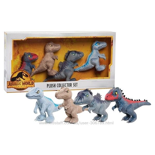 Jurassic World набор плюшевых динозавров Велоцираптор, T-Rex Тираннозавр, T