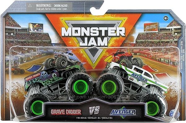 Набор машинок Monster Jam Trucks Grave Digger vs Global Avenger Внедорожник