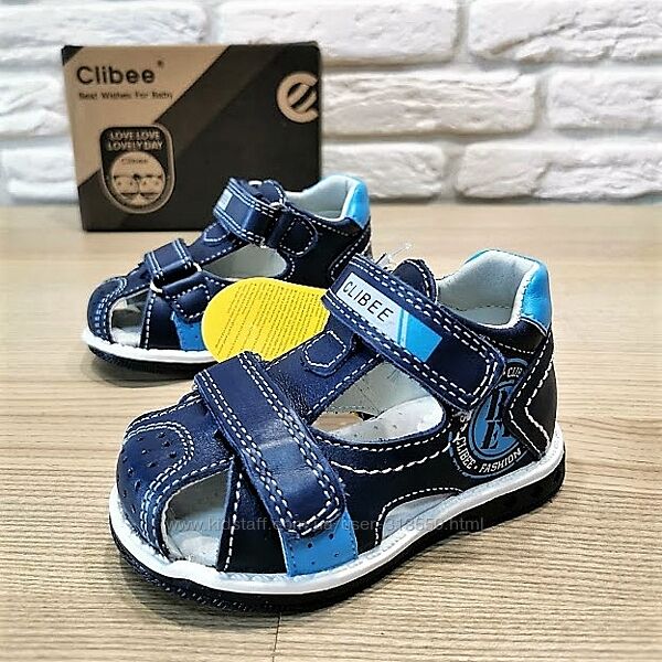 Кожаные сандалии Clibee AB211bb синие 20-25