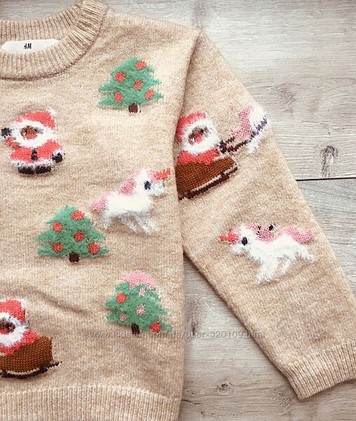 Дитячі новорічні светри h&m, святкові кофти джемпери