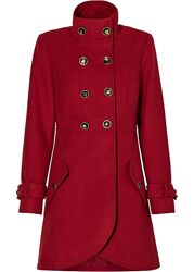 Пальто красное, двубортное, ворот стойка, XL