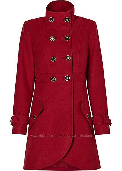 Пальто красное, двубортное, ворот стойка, XL