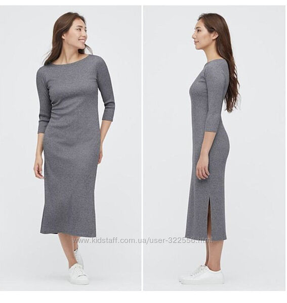 Шикарне трикотажне плаття в рубчик від японського бренду Uniqlo - M