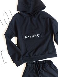 Костюм на девочку стильный черный с капюшоном Balance