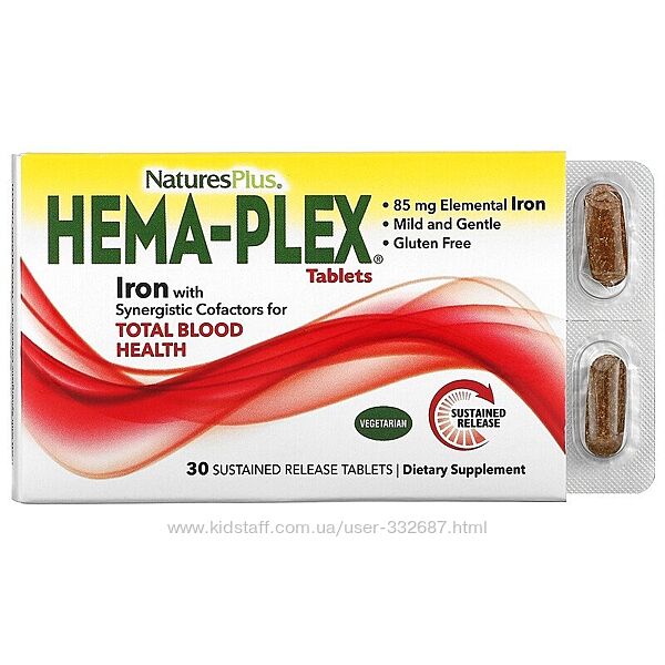 Nature&acutes Plus, Hema-Plex, железо для гемоглобина и ферритина