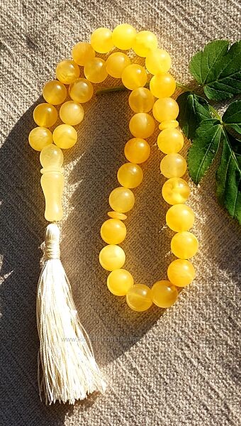 Арабські бурштинові чотки із жовтого високоякісного янтаря