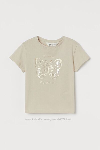 H&M Классная футболочка с бабочкой для 2-4 лет