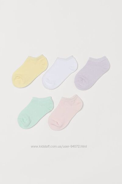 H&M Комплект из 5 пар коротких носочков размер 22-24