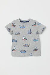 H&M Футболочка с корабликами для 9 месяцев - 2 лет