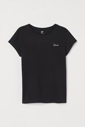 H&M Стильная черная футболочка для 8-12 лет