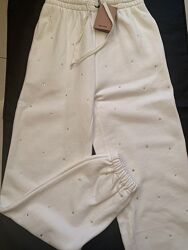 Джоггеры Miu Miu в кристаллах с принтом логотипа сзади