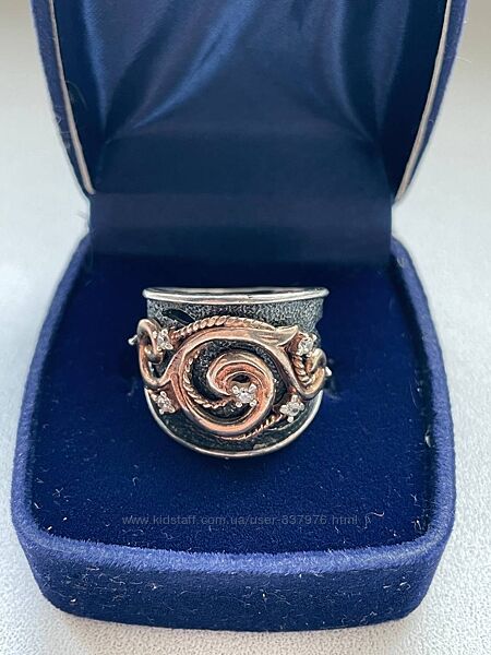 Кольцо серебрянное 925 с элементами позолоты Графиня