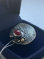 Кольцо серебряное с коралом 925 проба