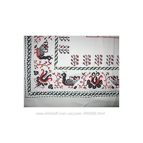 Белая винтажная скатерть в украинском стиле. 1,55м2м. Лен. Под вышивку