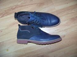 Мужские натуральные кожаные синие зимние ботинки на меху Аici Вerllucci 43р