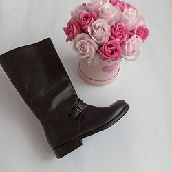 черные демисезонные  широкие кожаные сапоги трубы 31 размера