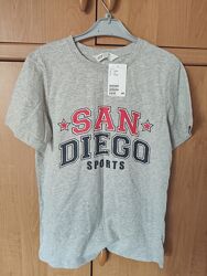 Футболка H&M сіра з принтом 11-12 р.