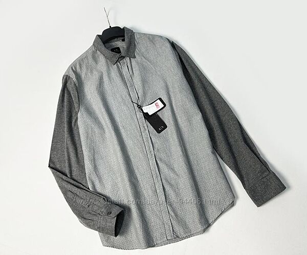 Armani Exchange мужская хлопковая рубашка с длинным рукавом Оригинал