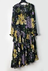 Нежное платье с воланами в цветочный принт Mango