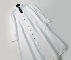 Длинное белое льняное платье M&S
