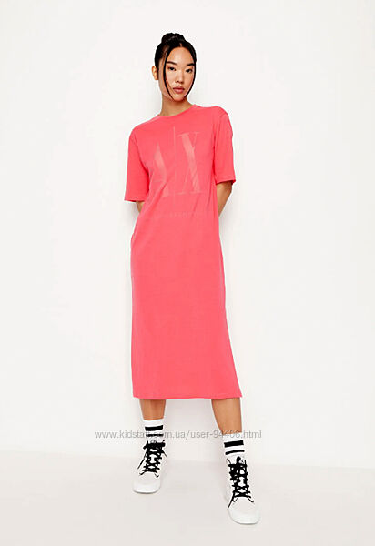 Брендовое свободное платье-футболка с логотипом Armani Exchange оригинал